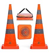 RoadHero 36 Inch 2 Pack Collapsible Traffic Safety Cones, Multi Purpose Pop-up Cones with Reflect...