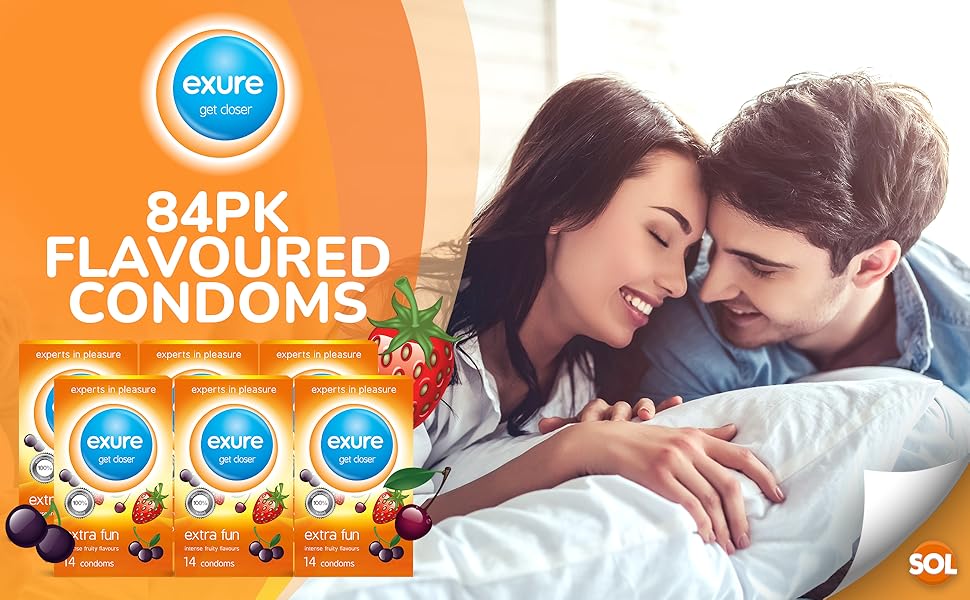 84pk Flavoured Condoms Multipack Strawberry, Cherry & Blackcurrant