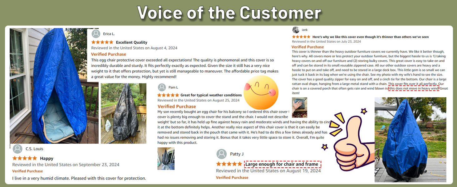 【2024 Upgrade】Egg Chair Cover, UV Resistant Patio Hanging