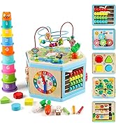Wondertoys Wooden Activity Cube, 11-in-1 Montessori Toys Gift Set for 12+ Months Boys & Girls, Ed...