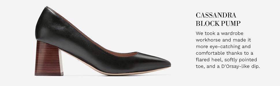 【Cole Haan】Women's Cassandra Block Heel Pumps Cole Haan Women's Cassandra Pointed Toe Block Heel Pumps