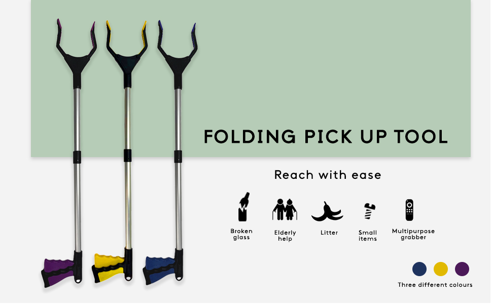 Straame Foldable Litter Picker Long Arm Rubbish Pick Up Tool with