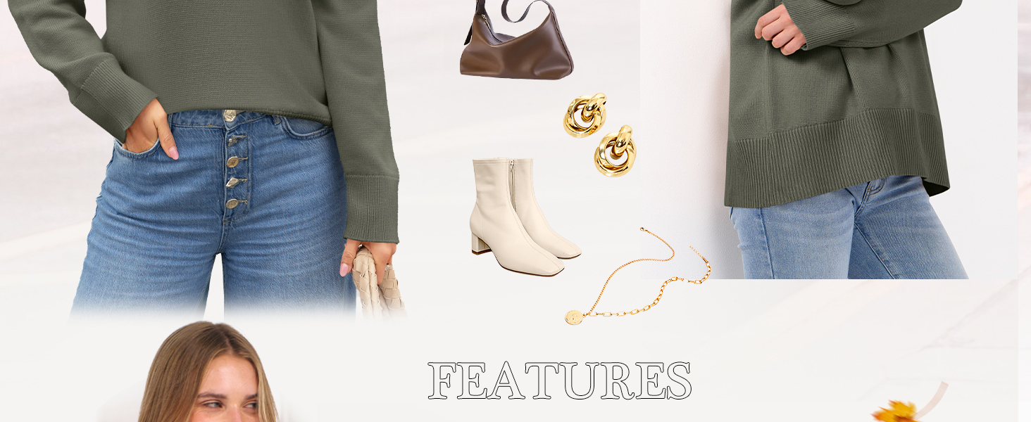 Womens Turtleneck Sweaters Long Sleeve Oversized Chunky Knit High Low Hem Pullover Sweater