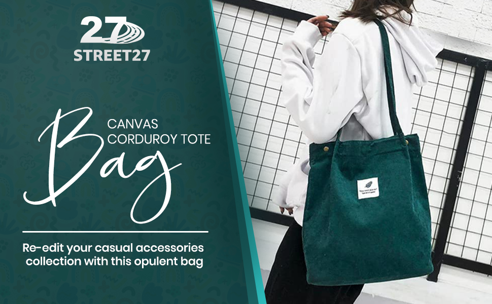 Korean Canvas Corduroy Tote Bag Casual Work Shoulder Handbags | Multi-Purpose Bag |Sturdy Canvas Bag with Large Capacity | Shopping Bag for Office, College & Daily Use 9 SPN-FOR1
