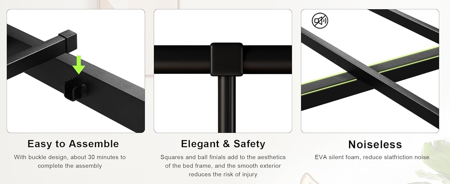 Feonase King Size Metal Platform Bed Frame with Victorian