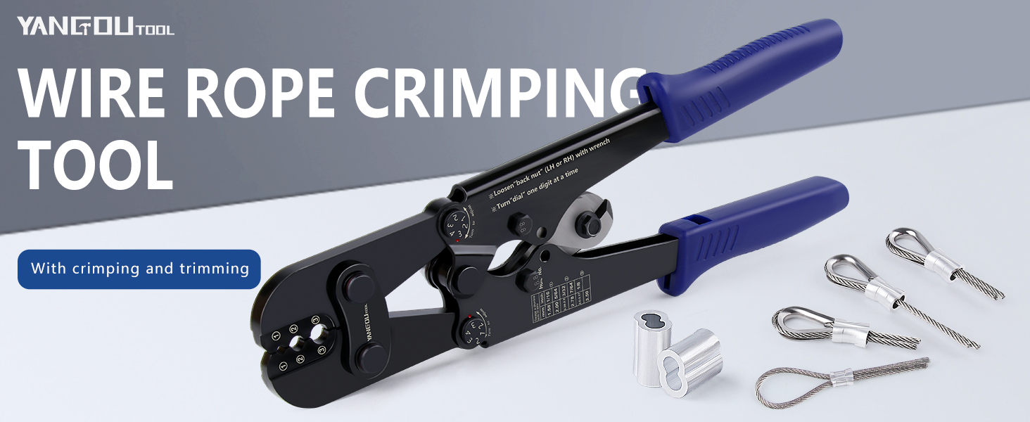 Yangoutool Wire Rope Crimping Kit 1/8 Inch/3mm for Steel Cable Swaging, Cutting, Includes 100