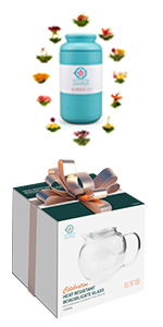 glass teapot 1500ml with blooming tea