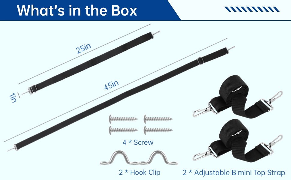 2PCS Bimini Top Straps, Adjustable Heavy Duty Bimini Top