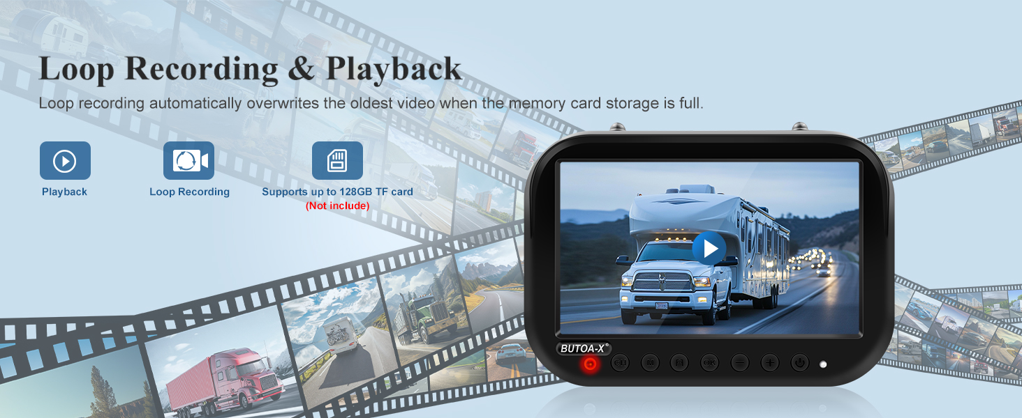 BUTOAX Wireless RV Backup Camera System with 7'' IPS