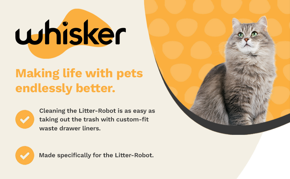 LitterRobot Waste Drawer Liners by Whisker, 50 Pack Litter Box Liner Bags, Custom