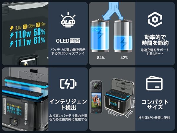 Amazon | CYNOVA Insta360 X4 バッテリー充電器 Insta360 X4