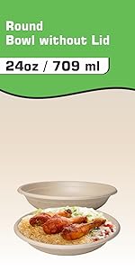 paper salad bowl round compost safe bio degradable pulp fiber sugarcane bagasse disposable bowl