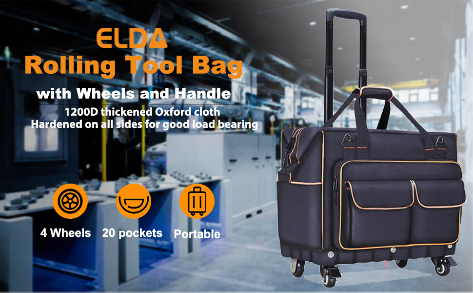 ELDA 18" Rolling Tool Bag Organizer Water Resistant Portable Tool Bags
