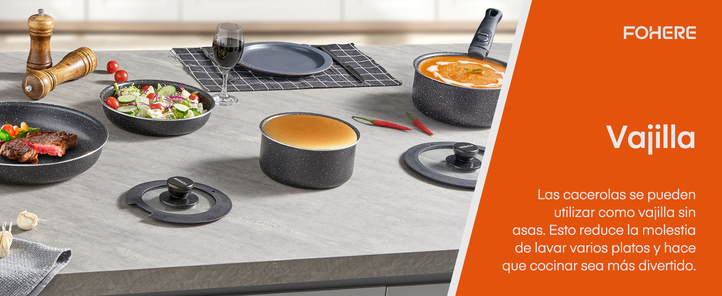 Juego de ollas y sartenes