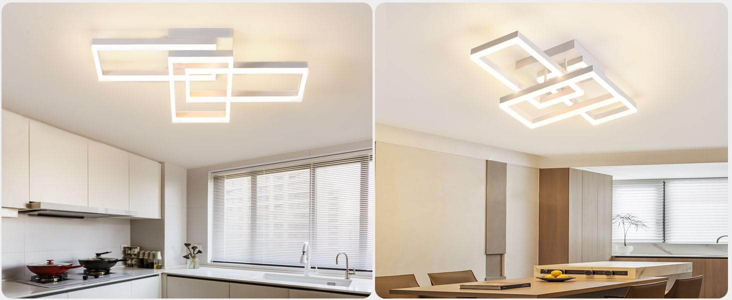 LED Ceiling Lights Fixture, Square Modern Ceiling Light, 100W LED Flush