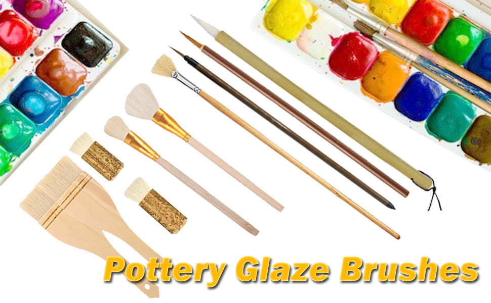10 Pcs Pottery Glaze Brushes Ceramic Brushes Set Hake Brushes Wool Artist Painting