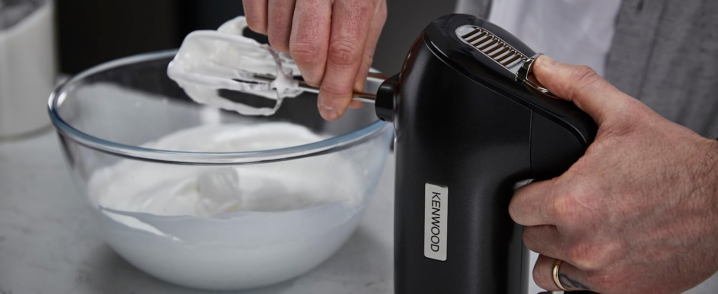 Kenwood QuickMix+ Hand Mixer HMP50.000BK, Includes Stainless Steel Beaters and Dough Hooks