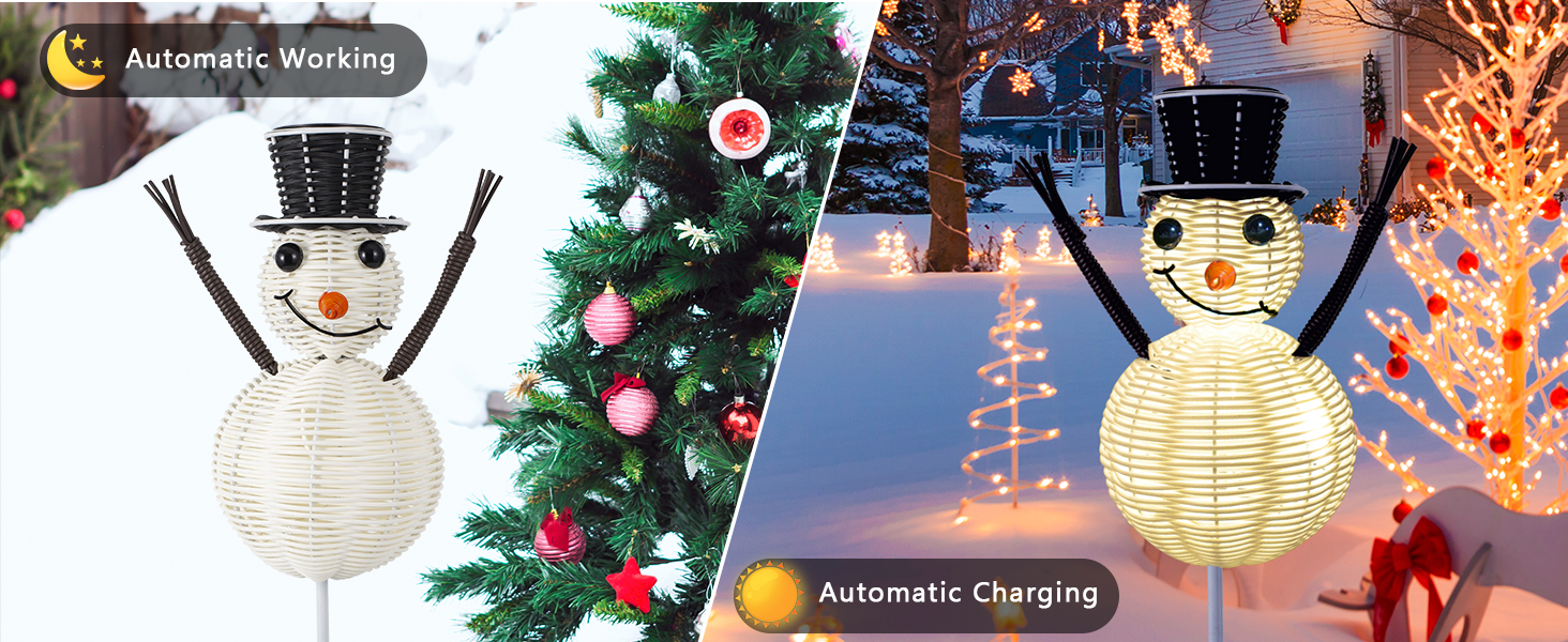 Snowman Pathway Lights,Solar Christmas Lights with Stakes