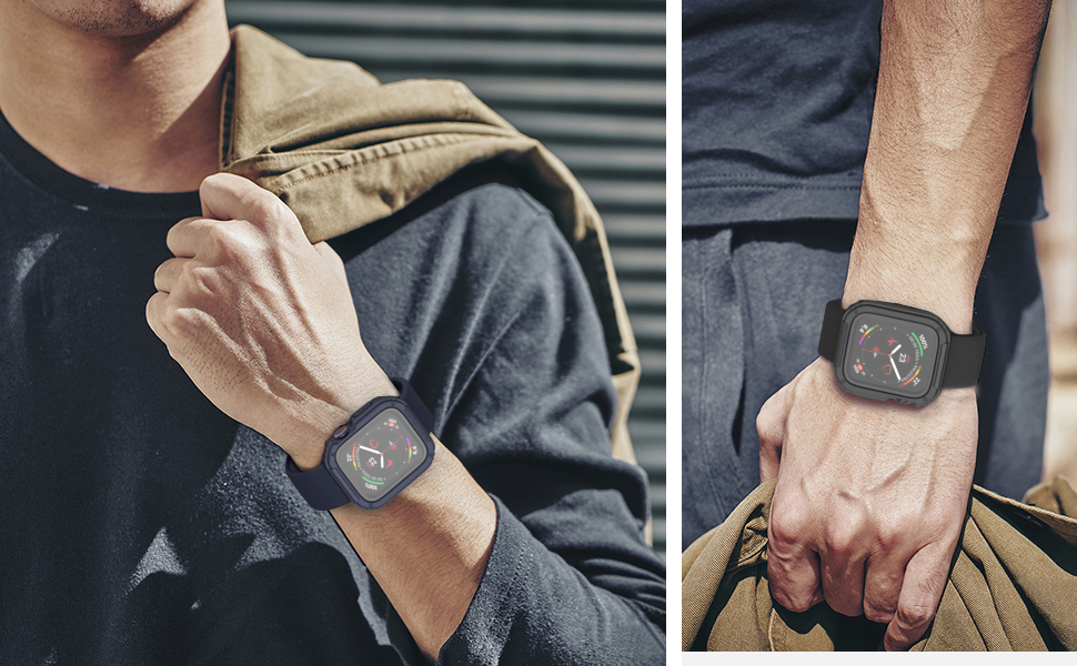 apple watch series 44mm 6 se 5 4 tempered glass screen protector case cover