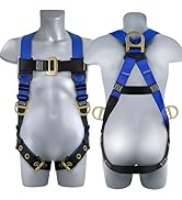 TRSMIMA Safety Harness Fall Protection - Men Full Body Construction Roofing Work Belt with 5 Poin...
