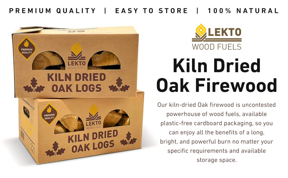 6 Boxes of Lekto Woodfuels Kiln Dried Oak Logs 53 KG Perfect for