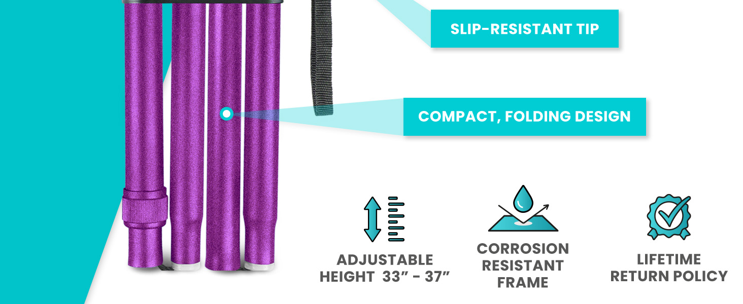 vive folding walking cane men women foldable