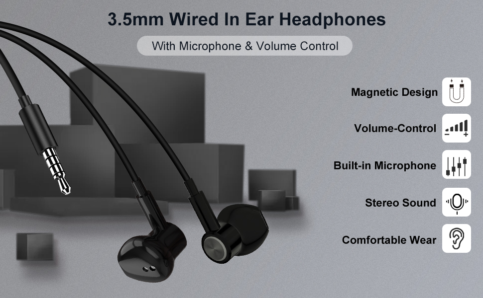 In Ear Headphones with Microphone 3.5mm Jack, TUBhanggai Noise