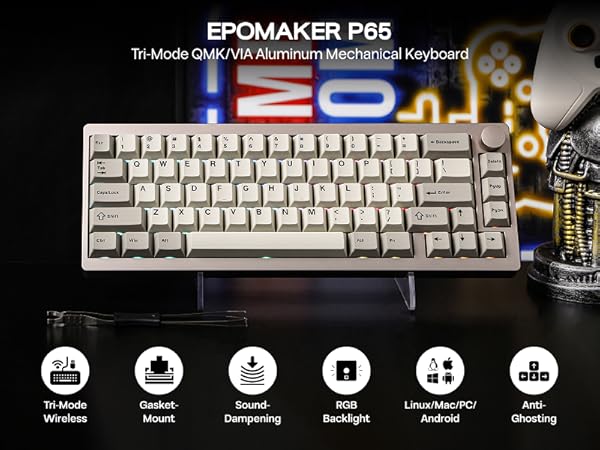 Amazon.com: EPOMAKER P65 QMK/VIA Wireless Aluminum Gaming