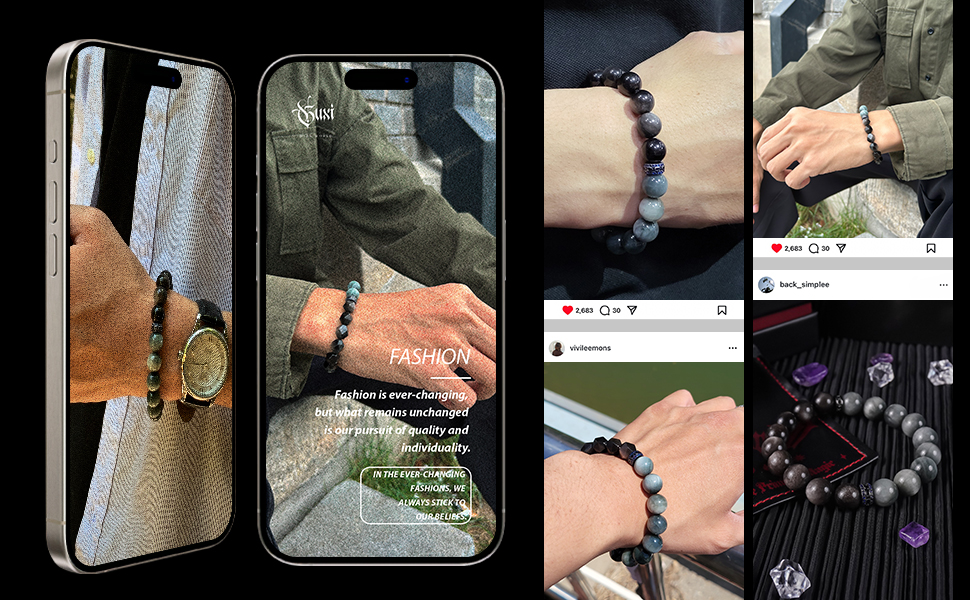 Obsidian and Hawkeye Bracelets