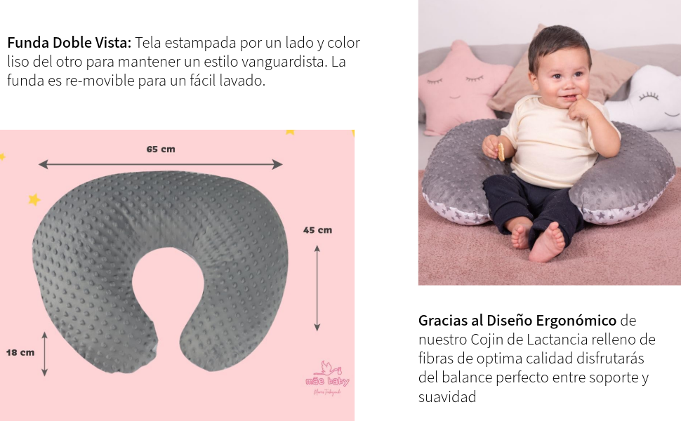 Baby Almohada Lactancia Amamantar Bebe Cojin Antirreflujo Ultra Comodo Incluye Cojin Funda Premium