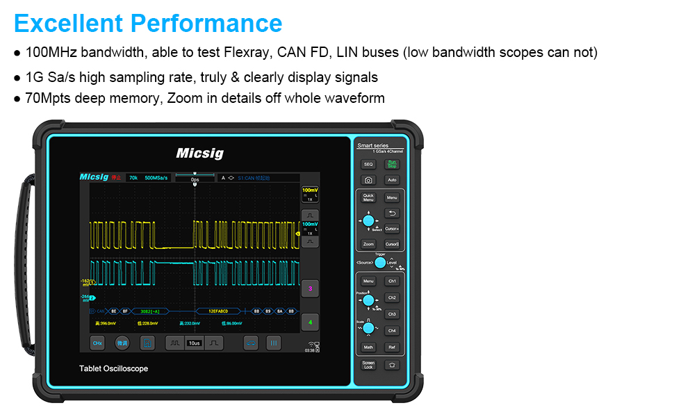 Micsig Automotive Oscilloscope SATO1004 100MHz Digital Handheld