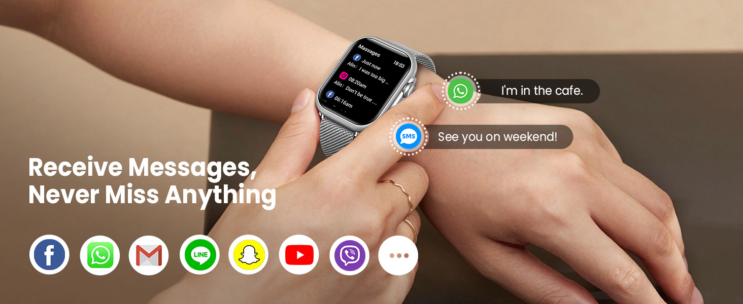 Android iPhone Smart Watch for Messages and App Notifications