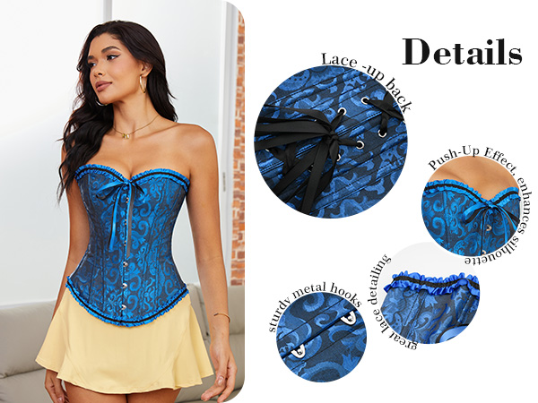 Vrapo Bustier Corset Top for Women | Overbust Lace Up Waist