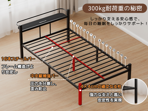 SuperKois ベッド ベッドフレーム シングル Amazon｜[SuperKois] ベッド ベッドフレーム シングル 宮棚 2口