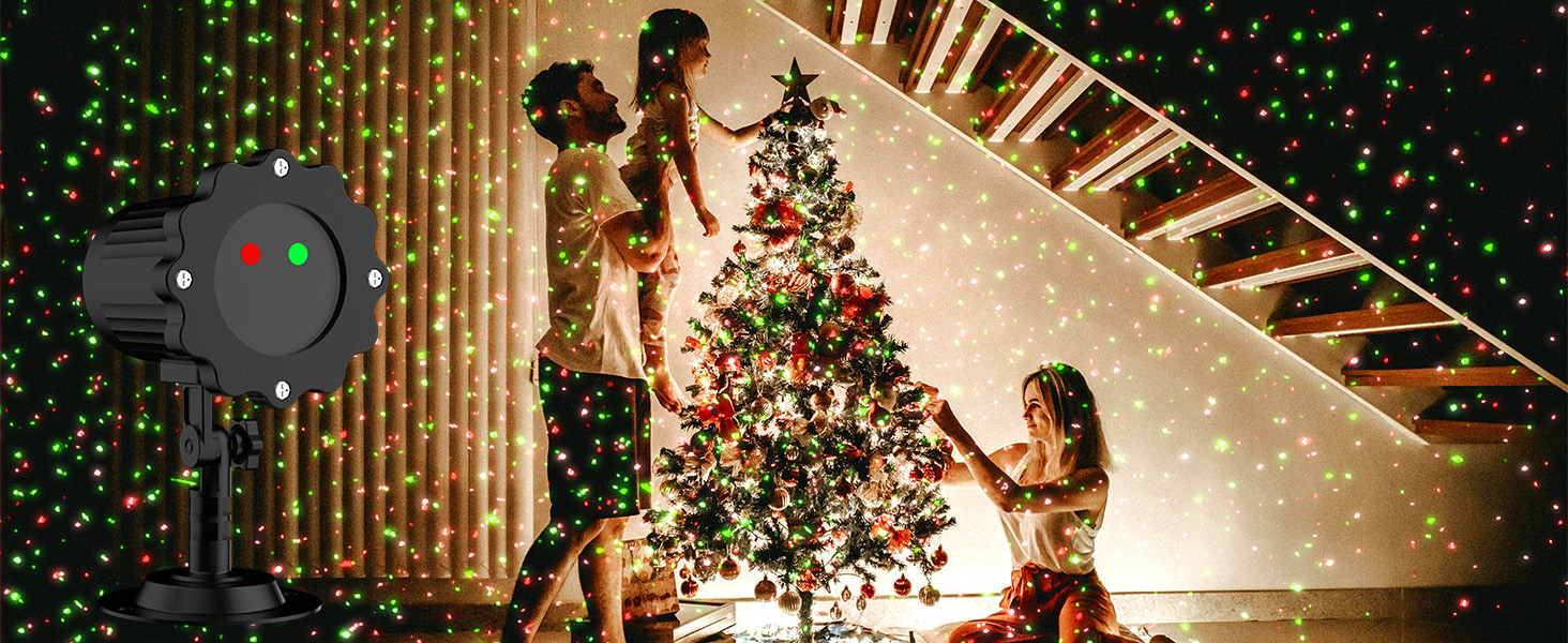Christmas Projector Lights Outdoor, Red and Green Moving