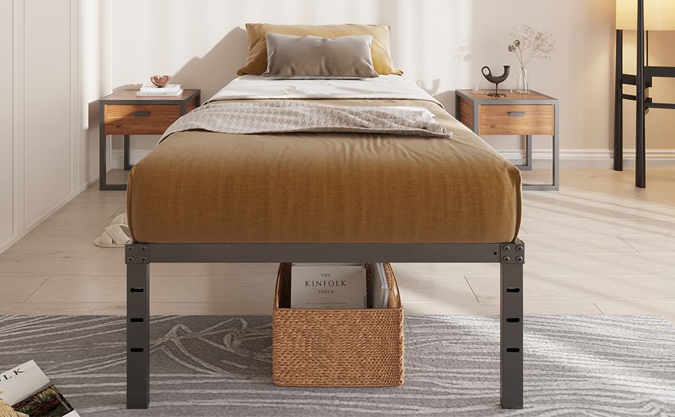 ALDRICH Metal Twin Bed Frame 16 Inch Tall Black Basic