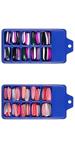 colorful long press on false nails coffin glossy