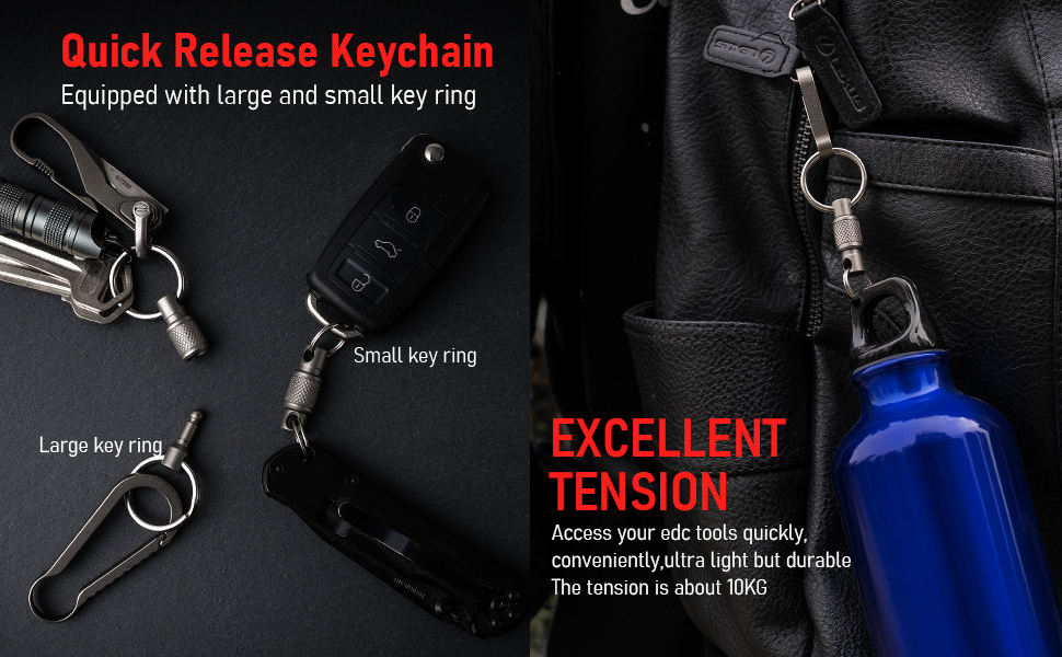 FEGVE Titanium Quick Release Swivel Keychain, Pull Apart