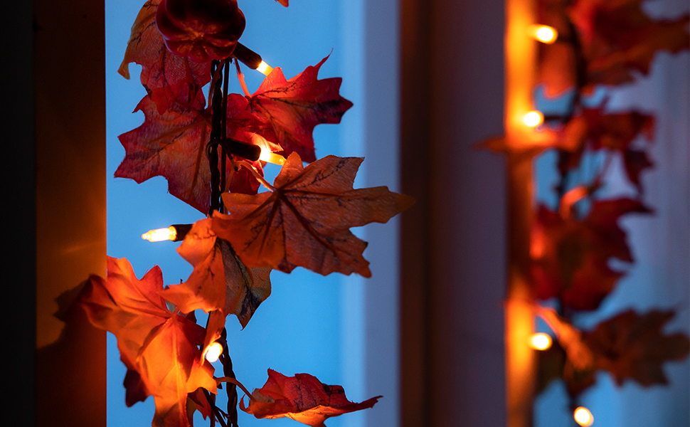 GAGALIFE Maple Leaf String Lights Fall Leaves Garland