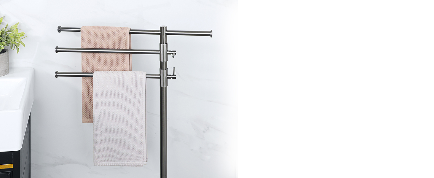 Sayayo Freestanding Towel Rails Bathroom Towel Holder Towel Rack with 3
