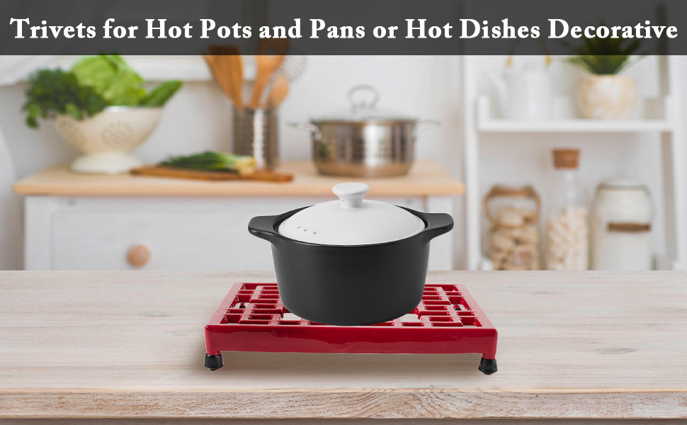 Square Cast Iron Trivet for Kitchen Countertop，Recycled