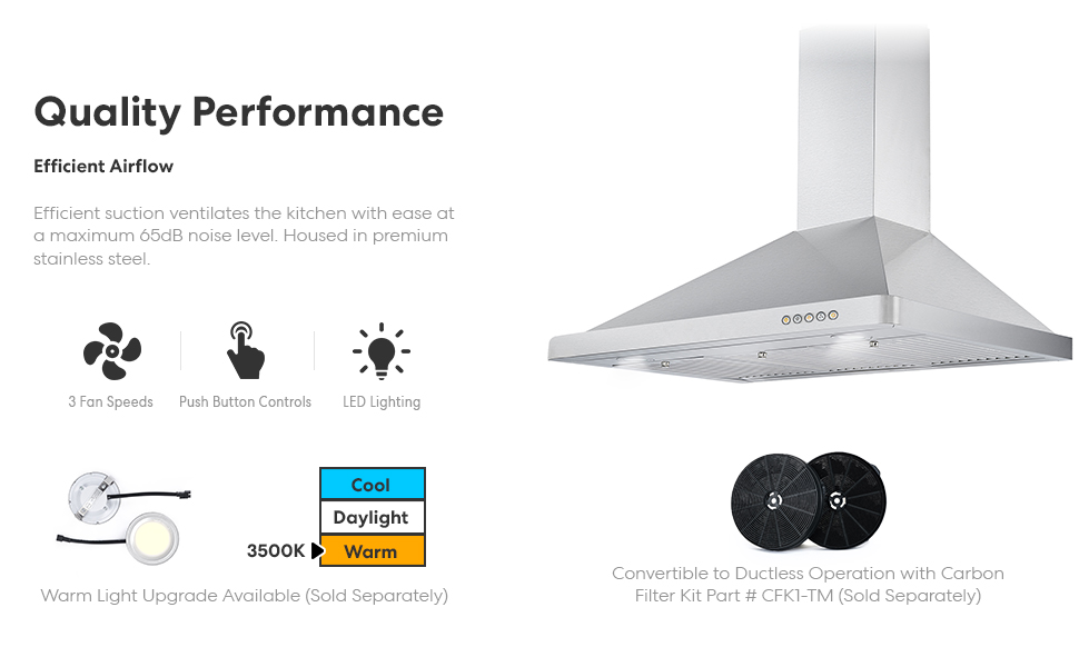 COSMO 63190 36 in. Wall Mount Range Hood with Ducted
