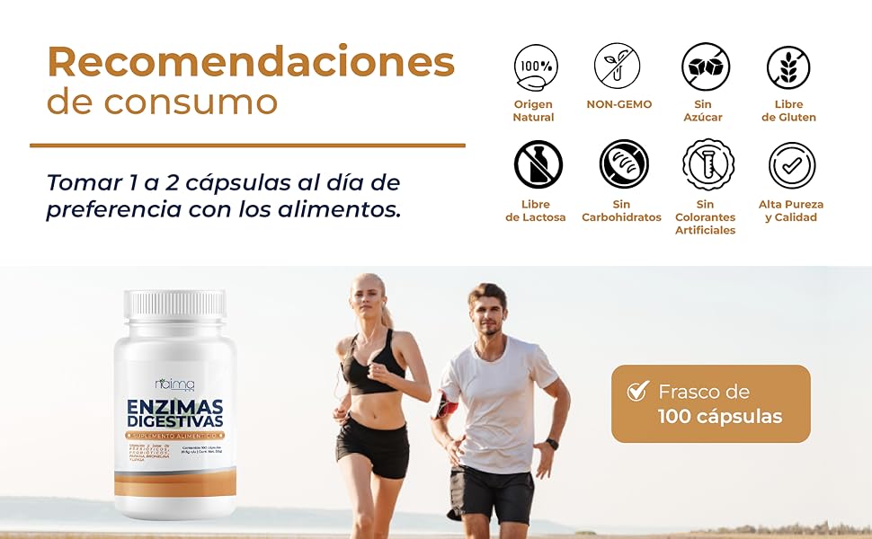 NAIMA,Enzimas Digestivas,Suplemento,Cápsulas,Natural,Prebióticos,Salud Intestinal,Digestión