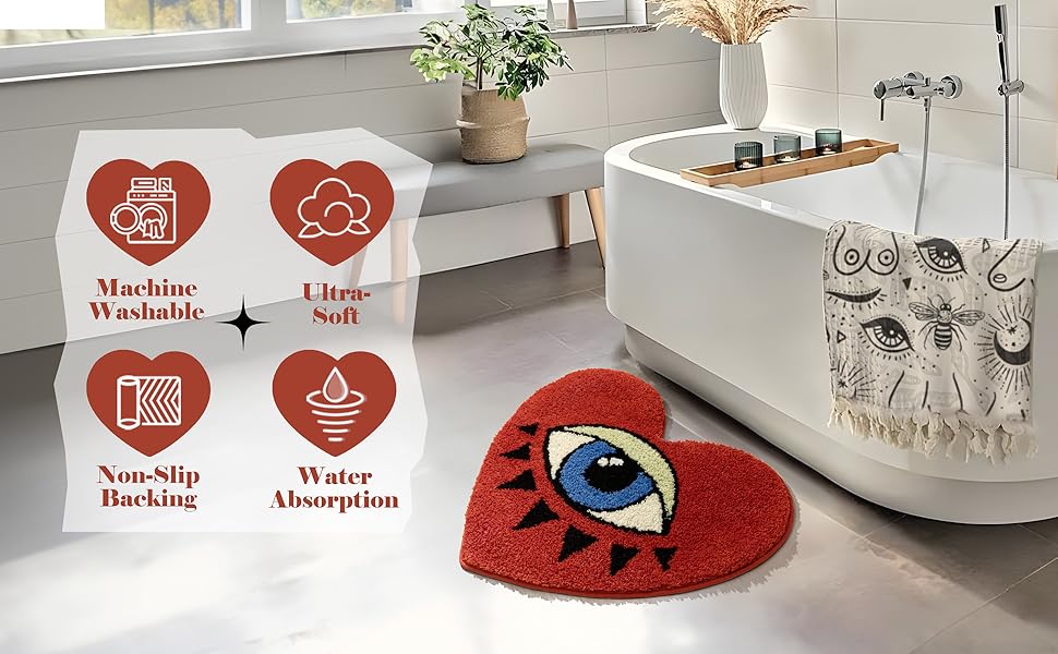 TANVILL Red Funny Bath Mat Non Slip Valentine's Day