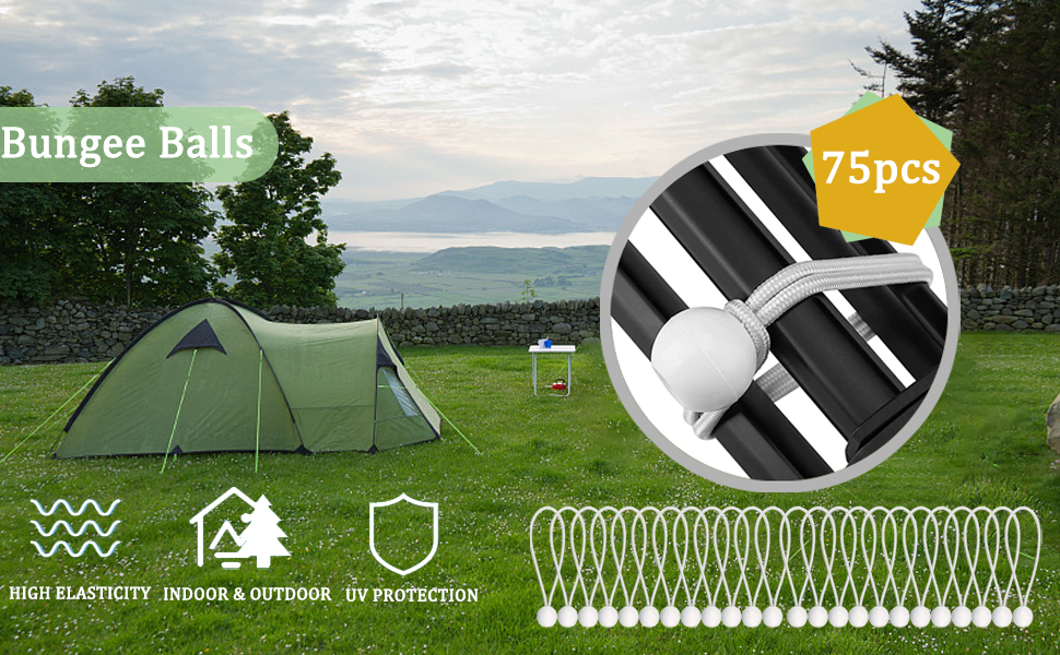 Bungee Cord with Balls,75 Pack 6 inch, Marquee Bungee Toggles