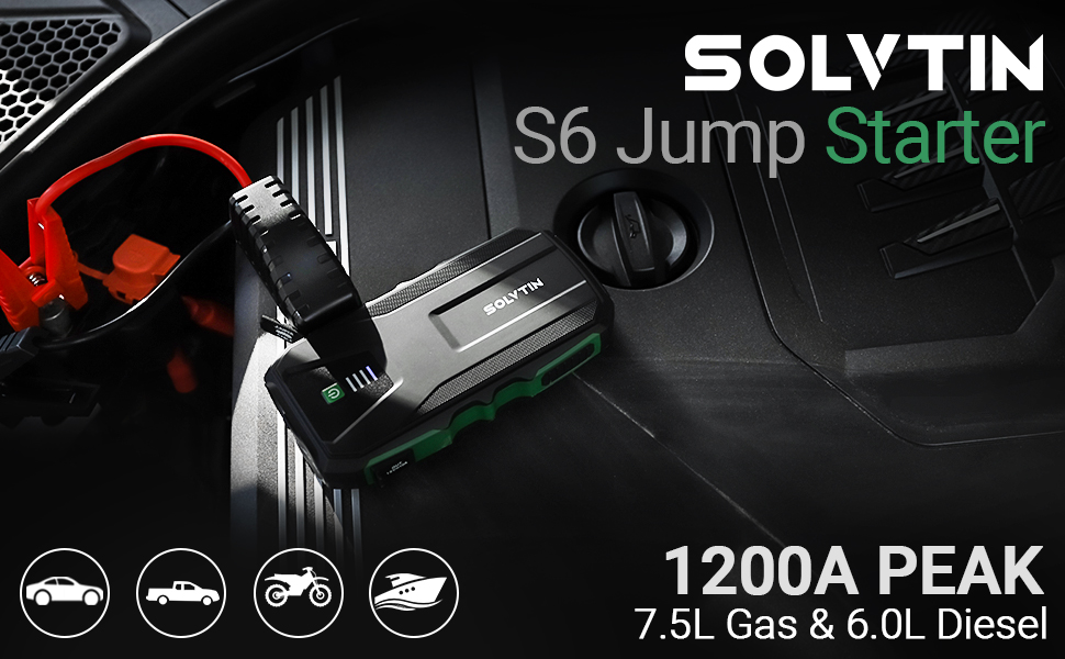 SOLVTIN S6 1200A Jump Starter with PD18W Bilateral Port & S6 Pro 2000A Jump Starter