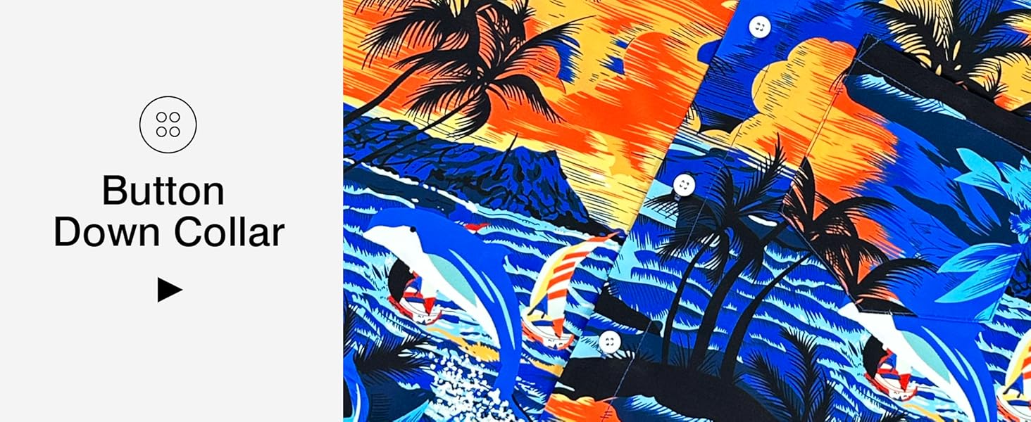 Button Down Hawaiian Shorts Sleeve Man