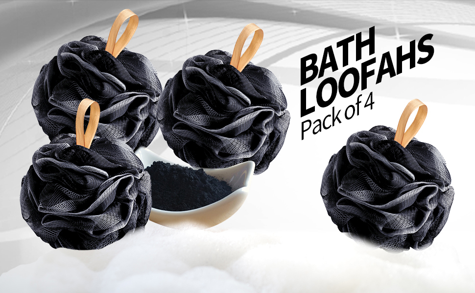 Fishent Loofah Bath Sponge Shower Loofahs, 4 Pack Soft Loofa Exfoliating Body