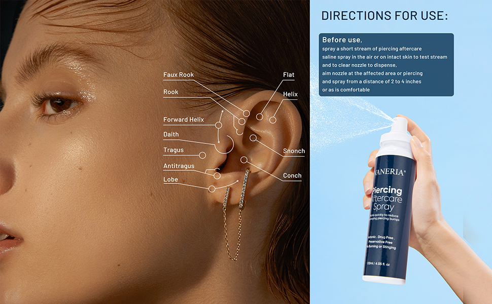 VANERIA Piercing Aftercare Spray, Piercings Treatment to Shrink Clean