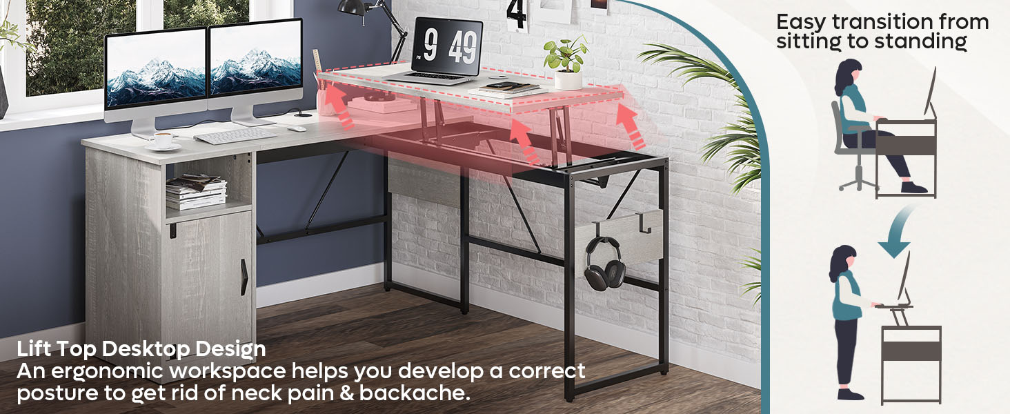 Bestier L Shaped Standing Desk Adjustable Height, 60